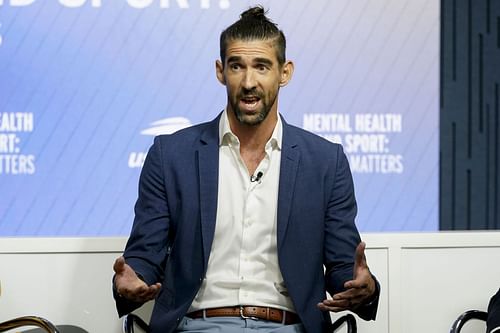 Michael Phelps at a forum on mental health in New York.