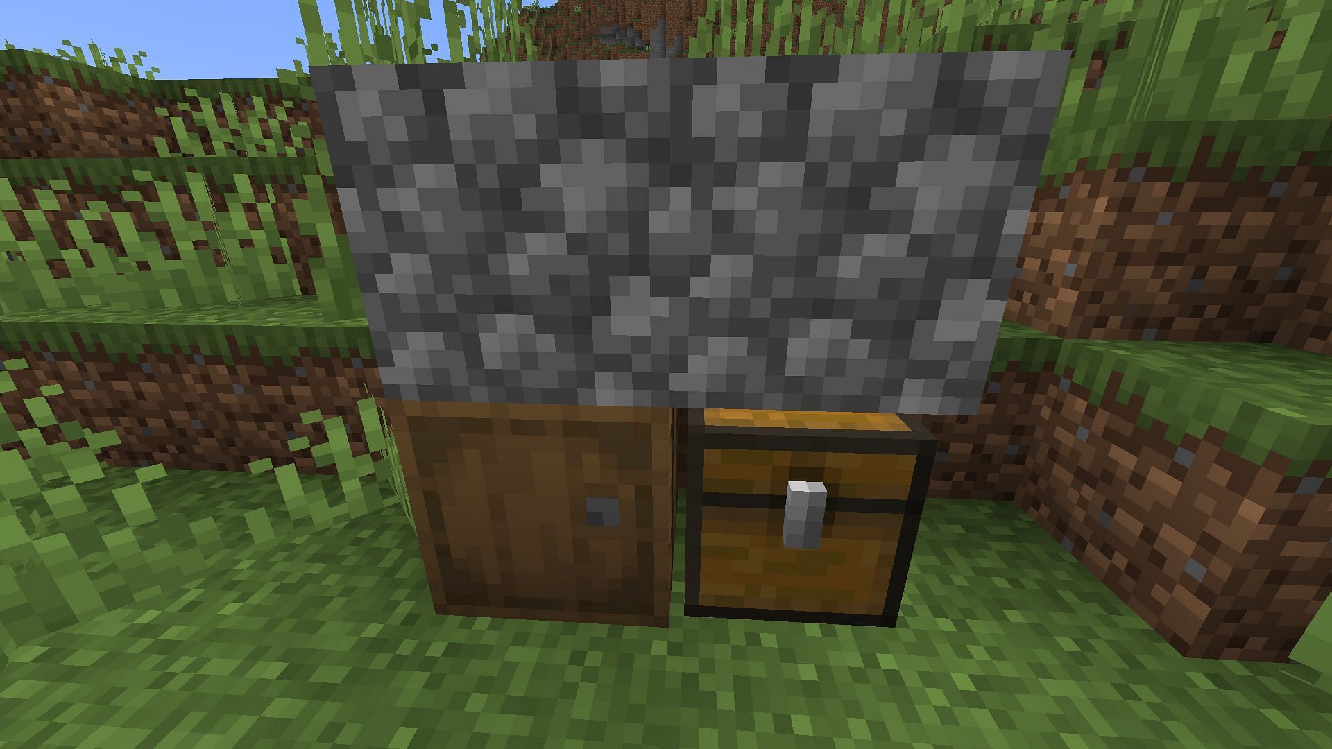 Barrels can be accessed even if there is a solid block right on top of it in Minecraft (Image via Mojang)