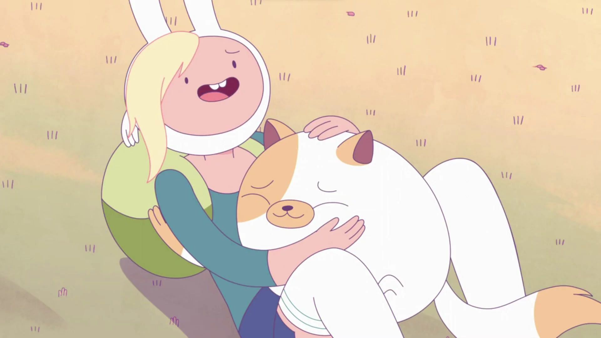 Cake hugs Fionna in episode 9 (Image via Max)