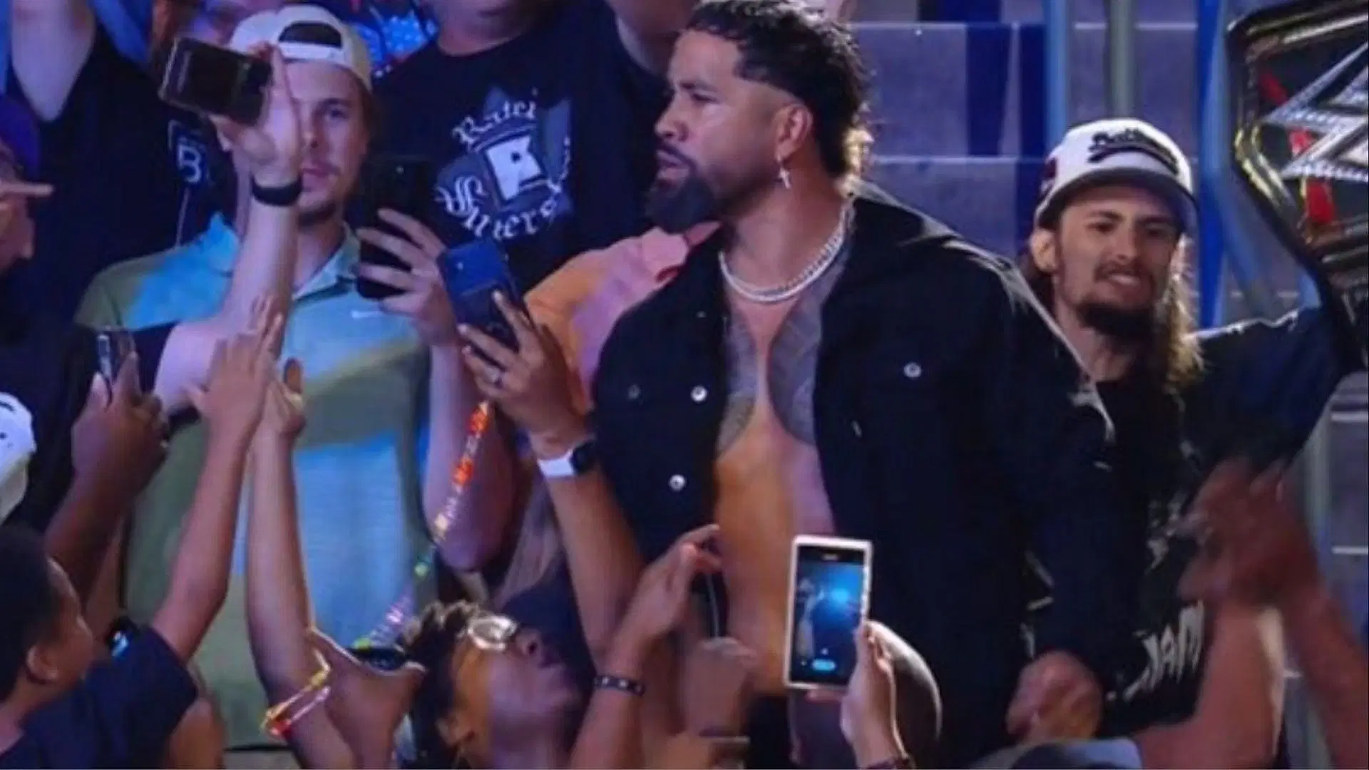 Jey Uso makes his entrance on WWE RAW.