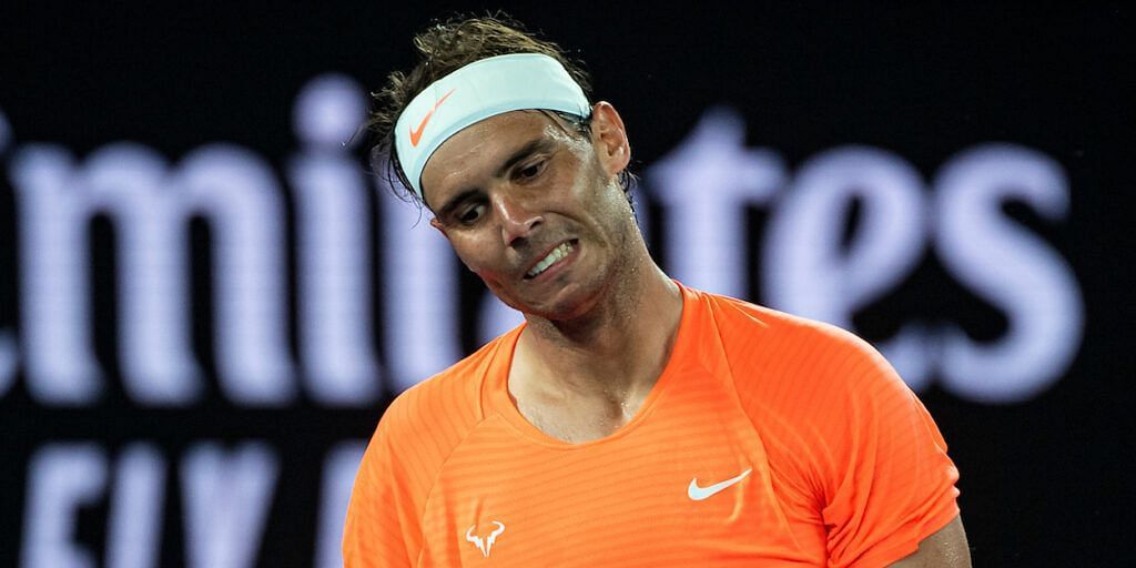 Rafael Nadal grimaces during his second-round exit at the 2023 Australian Open