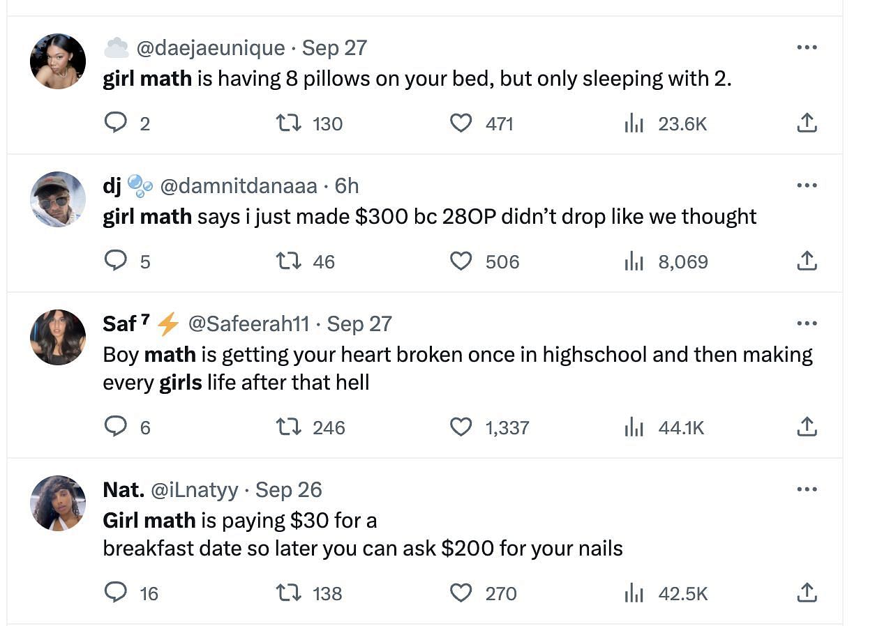 Boy and Girl math trends take over social media. (Image via X)