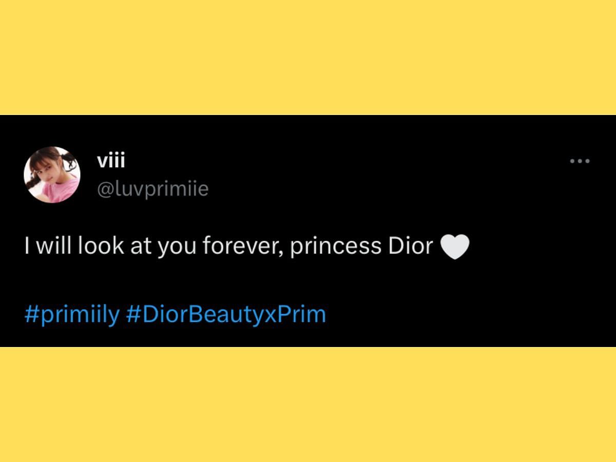 A fan tweeted &quot;I will look at you forever, Princess Dior&quot; on Prim&#039;s Dior Event appearance (Image via Twitter/ @luvprimiie) Fans ecstatically commenting on Prim&#039;s look at the Dior Beauty Event (Image via Instagram/ @ellethailandofficial)