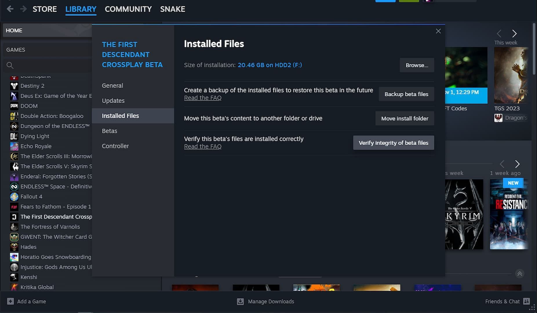 How to verify files on Steam for The First Descendant (Image via Nexon)