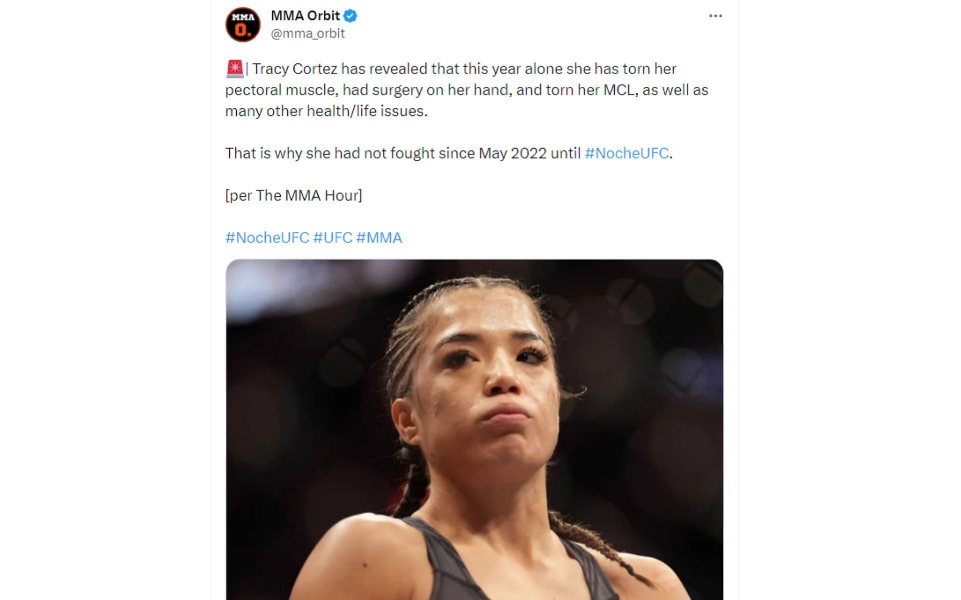 Tweet regarding the comments made on The MMA Hour
