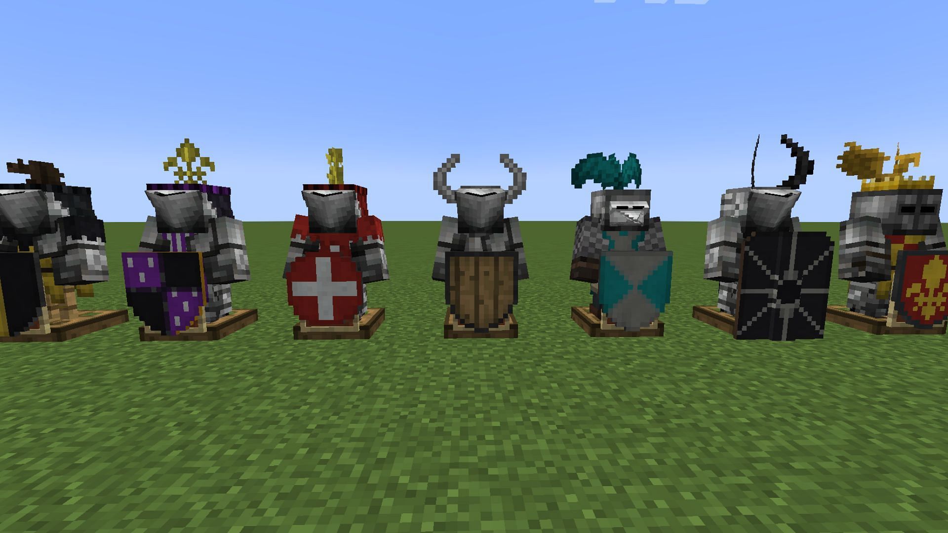 This mod not only adds new shields but also brings new weapons and armor parts to Minecraft. (Image via CurseForge)