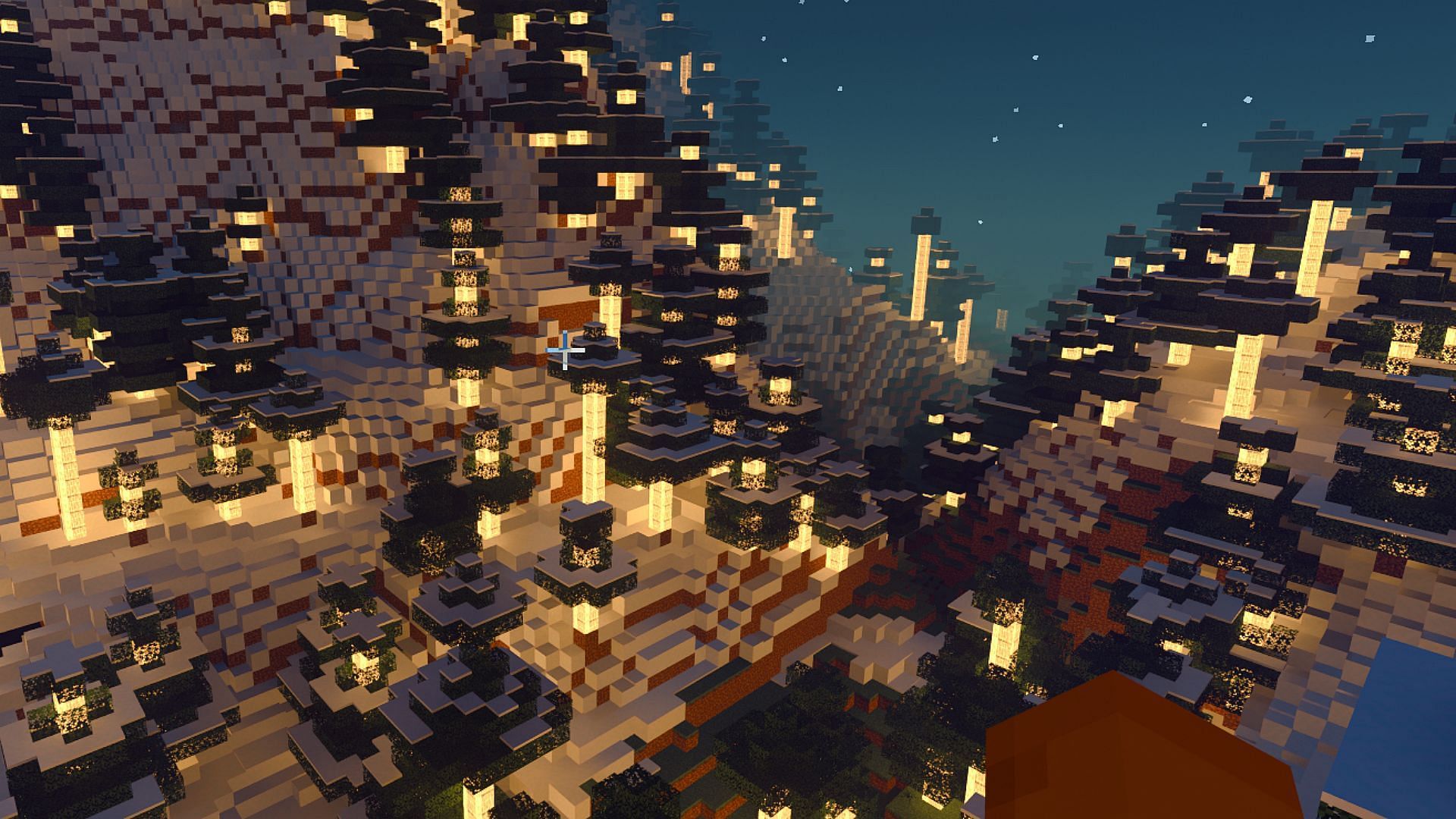 Minecraft Redditor discovers unexpected light glitch and creates beautiful glowing trees with it (Image via Reddit/u/MC-874)