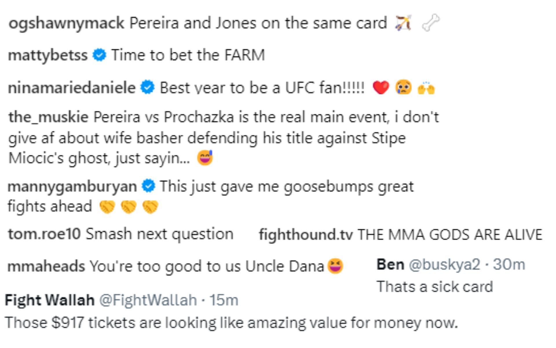 Fan reactions [credit: Dana White IG]