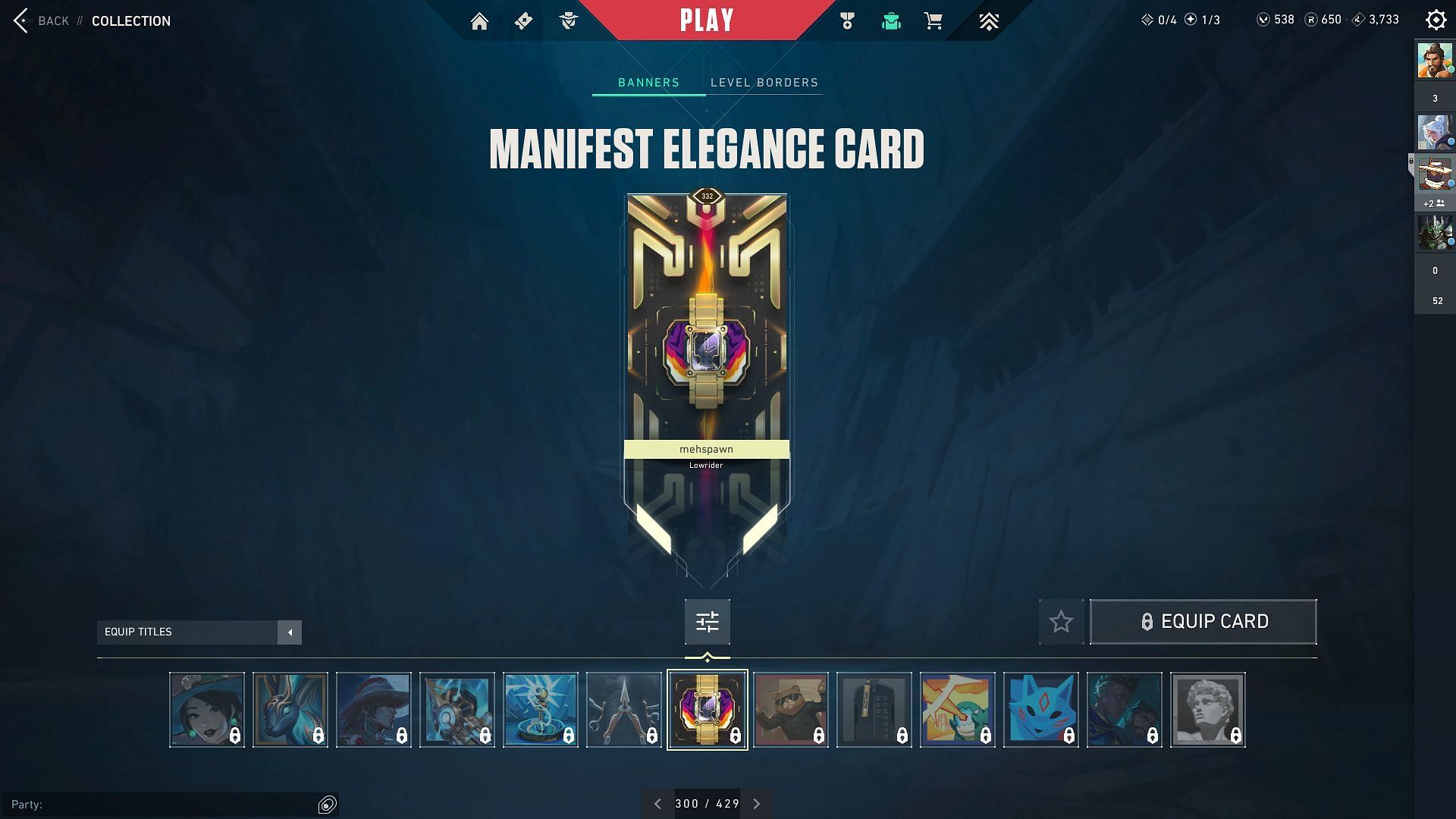 Manifesting Elegance Player Card (Image via Riot Games)