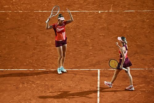 Elise Mertens and Storm Hunter at the 2023 Italian Open in Rome