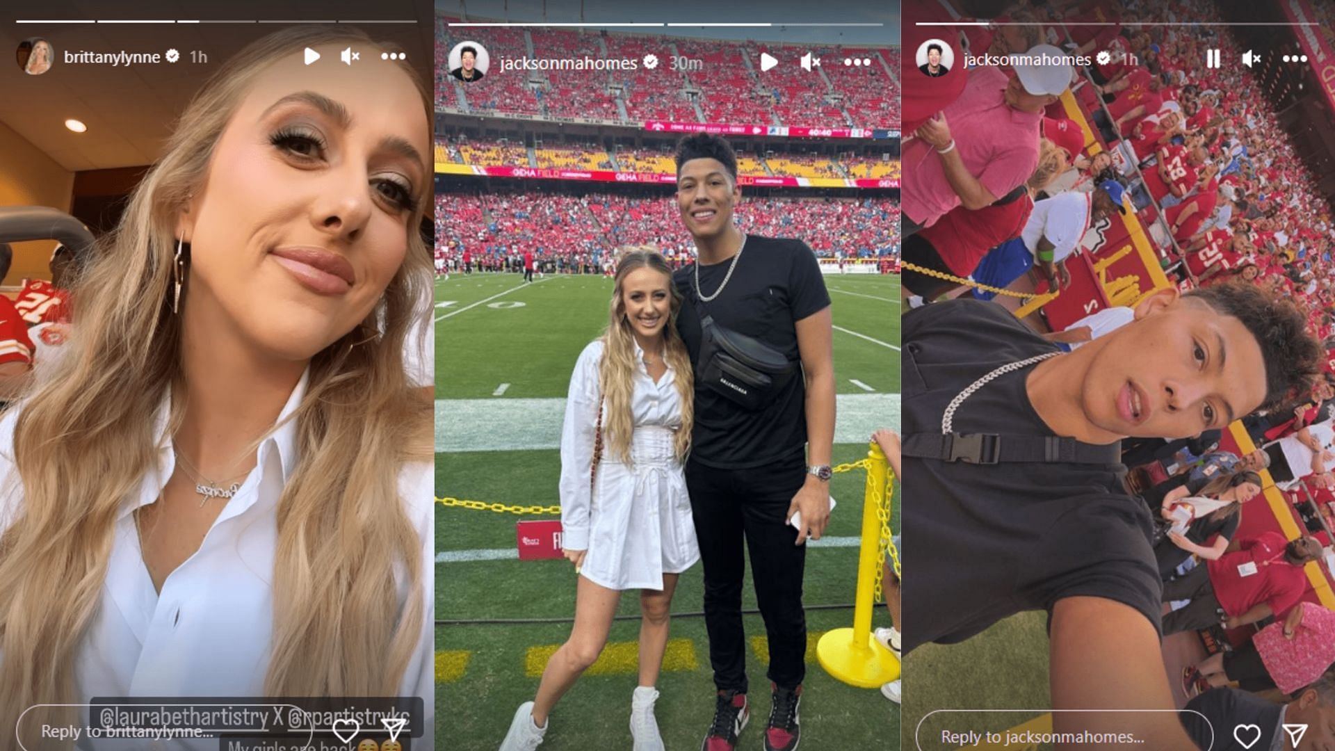 (Image credit: Brittany and Jackson Mahomes&rsquo; Instagram stories from the KC Chiefs opener)