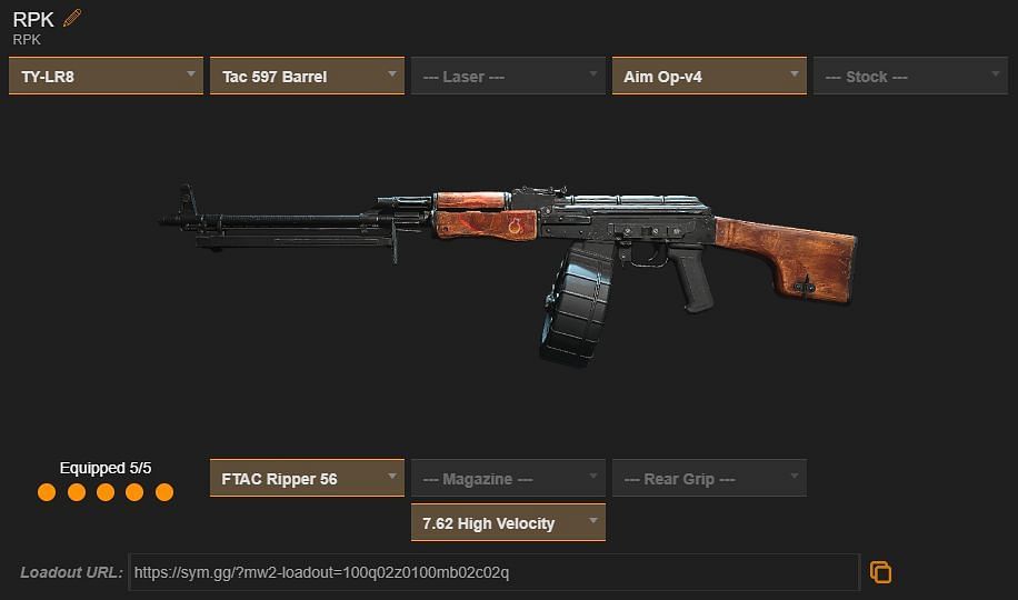 RPK loadout (Image via sym.gg)