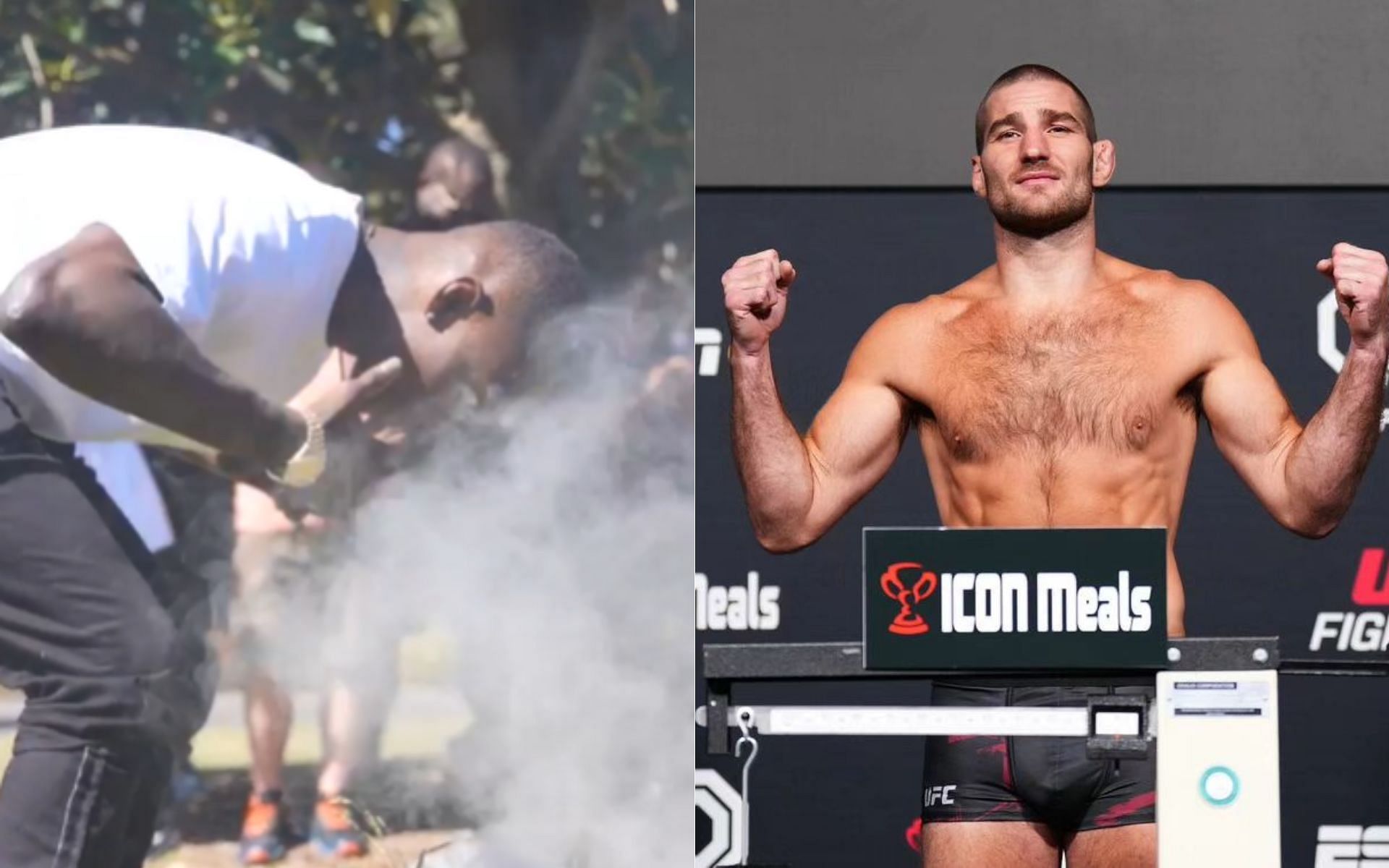 Sean Strickland reacts to Israel Adesanya participating in the smoking ceremony [Image credits: @ufcanz and @strickland_mma on Instagram]