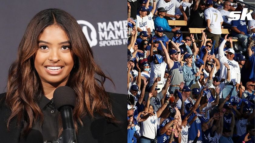 Natalia Bryant throwing first pitch at Dodgers game on Lakers night