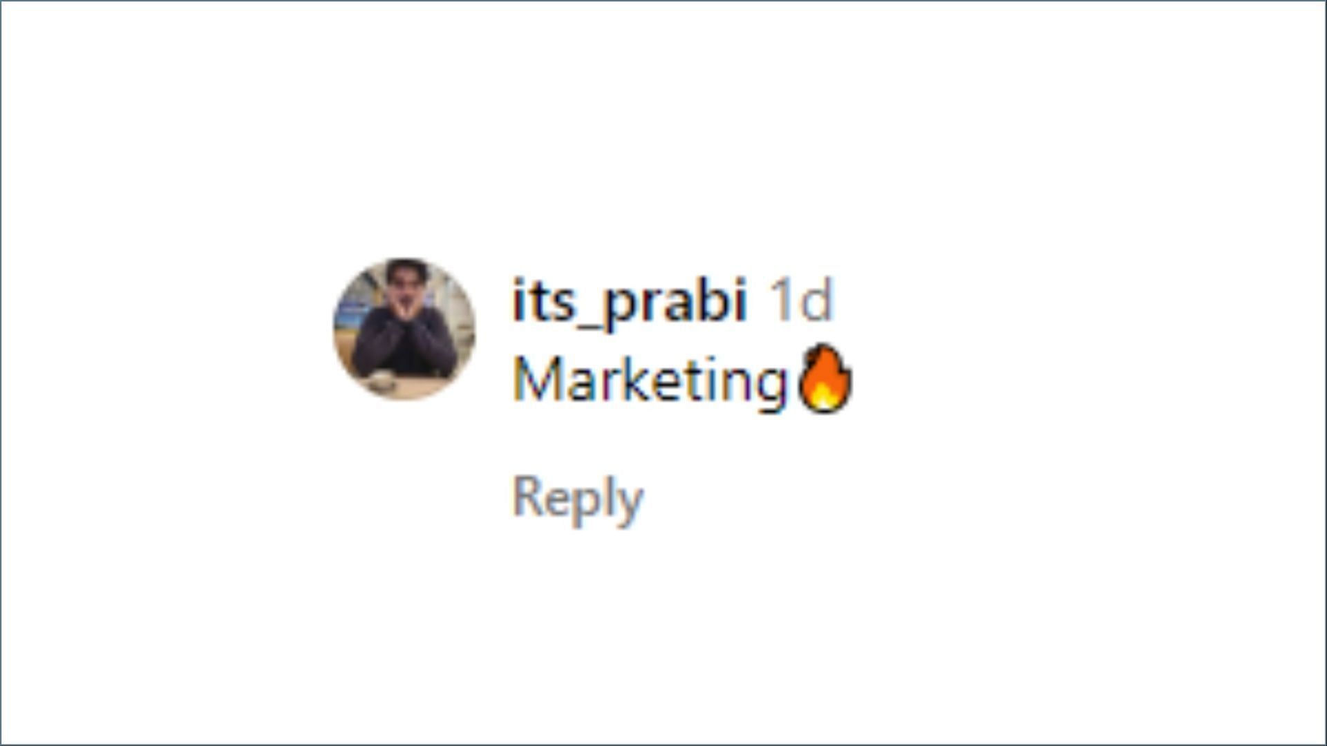 Comment by the user @its_prabi (Image via Instagram)