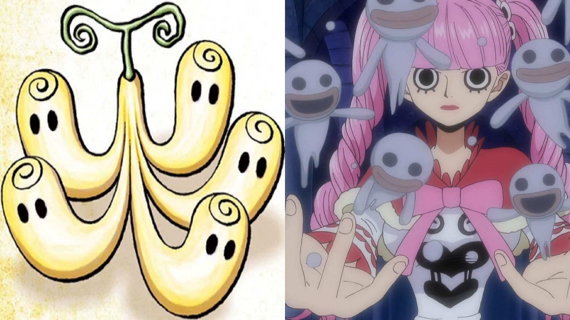 The Hollow-Hollow Fruit and its user, Perona (Image via Eiichiro Oda/Shueisha, One Piece)