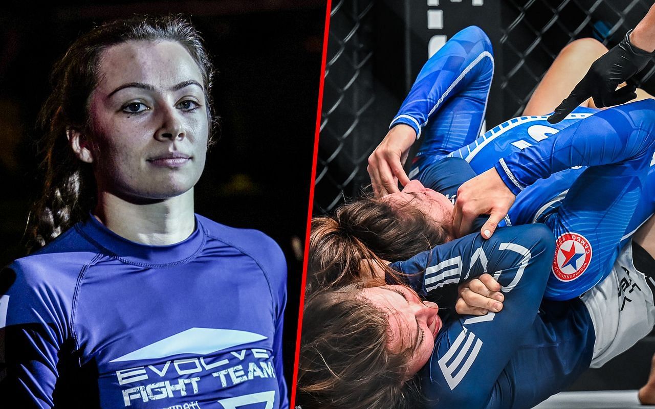 Danielle Kelly (left) and Kelly during a fight (right) | Image credit: ONE Championship