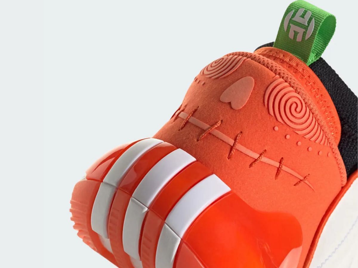 Heel of Adidas Harden Vol. 7 &ldquo;Halloween&rdquo; sneakers (Image via Twitter/@SneakersMenta8)