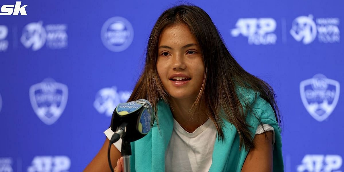 Emma Raducanu addresses the media at the Cincinnati Open