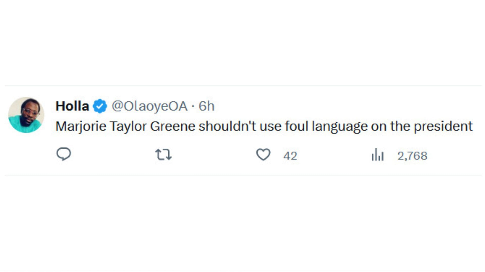 Netizens are furious with Greene&#039;s reply (Image via X / Pop Crave)