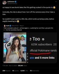 Twitch star's tweet on September 3, 2023, in which she responded to Bowblax's criticisms (Image via Twitter)