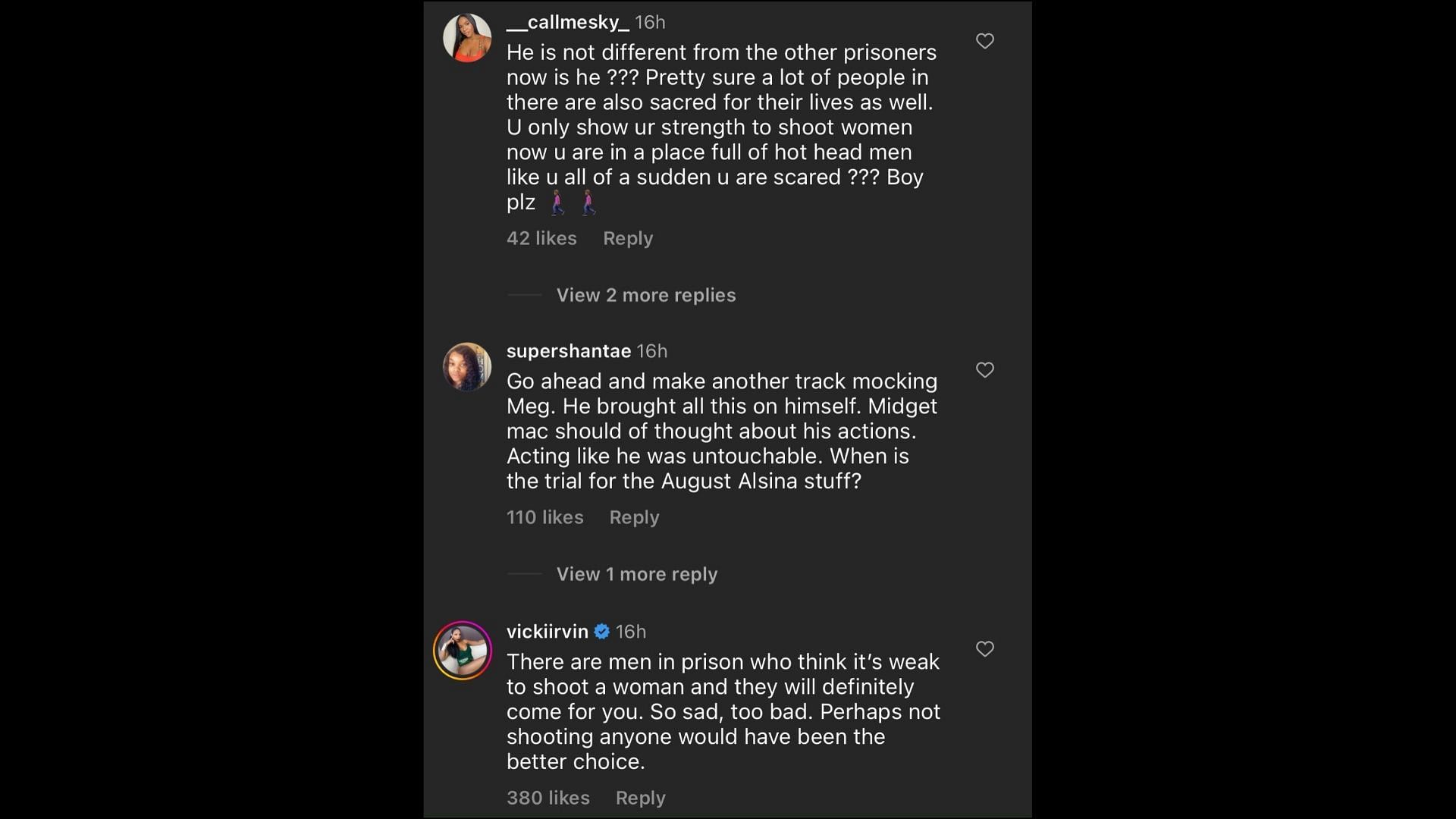 Screenshot of an Internet user remarking on Lanez being &quot;scared for life&quot; in the prison. (Photo via @hollywoodunlocked/Instagram)