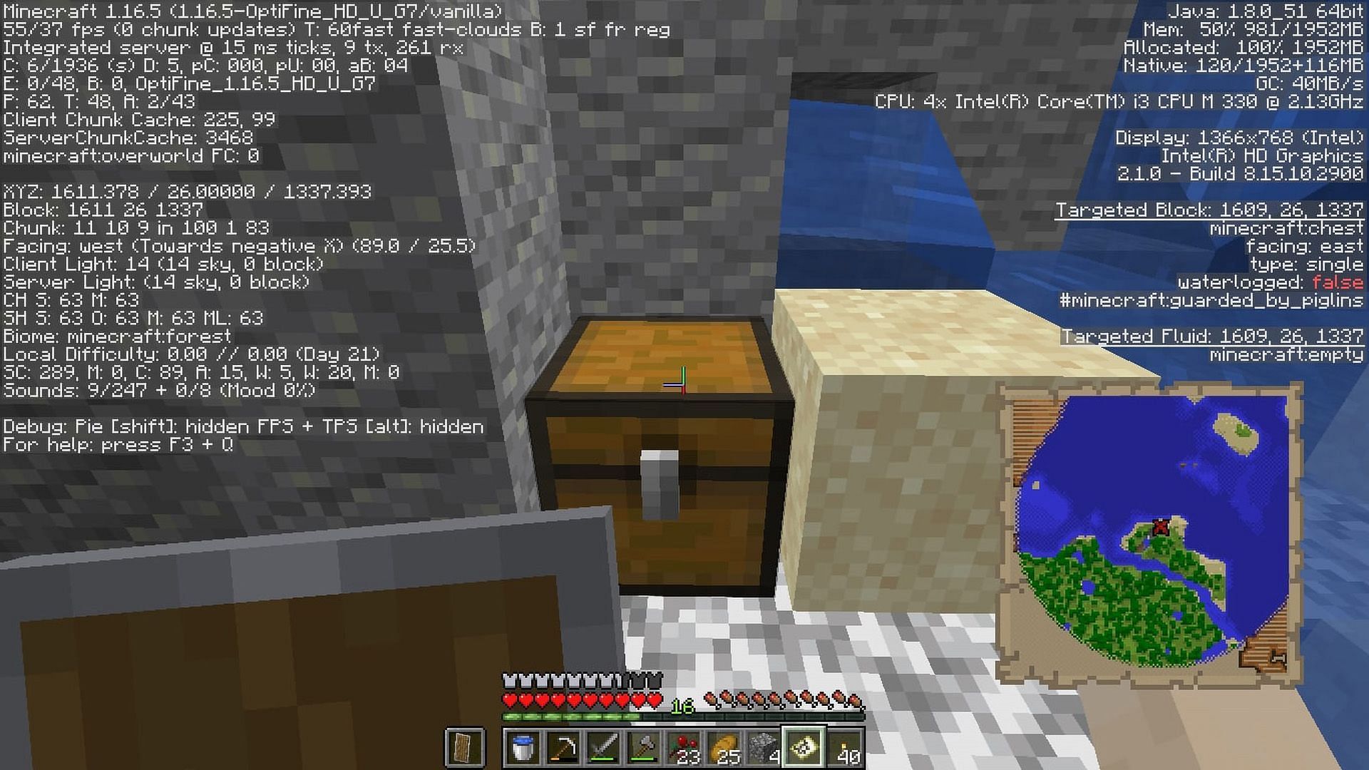 Buried treasure loot has the highest chance of getting diamonds. (Image via r/minecraft)