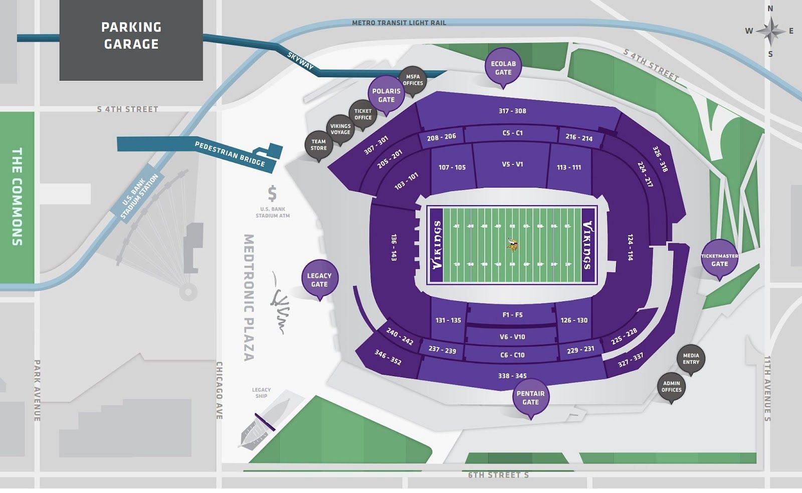 U.S. Bank Stadium Parking Map