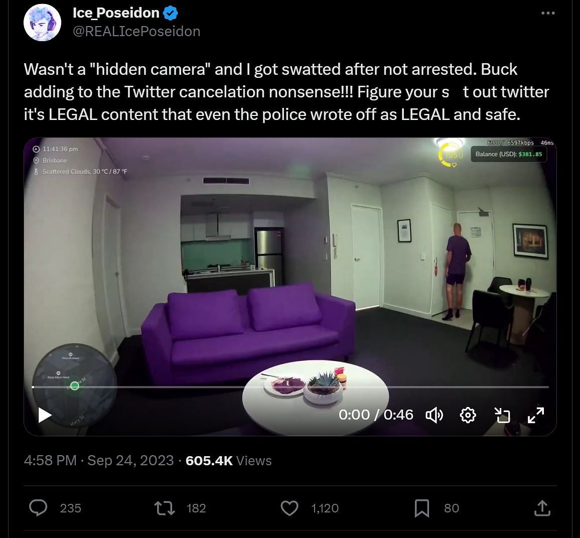 Ice Poseidon&#039;s tweet in response to an X user&#039;s comment (Image via X)