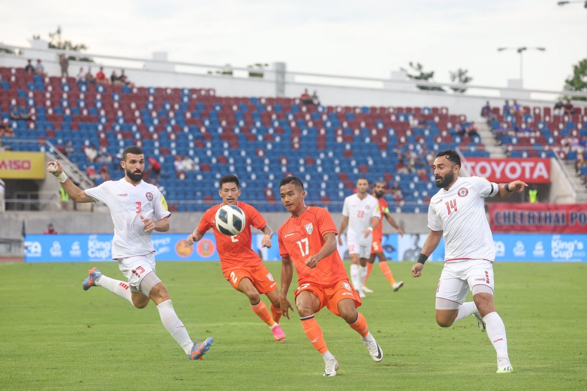 India in action against Lebanon in the third-place playoff in the King