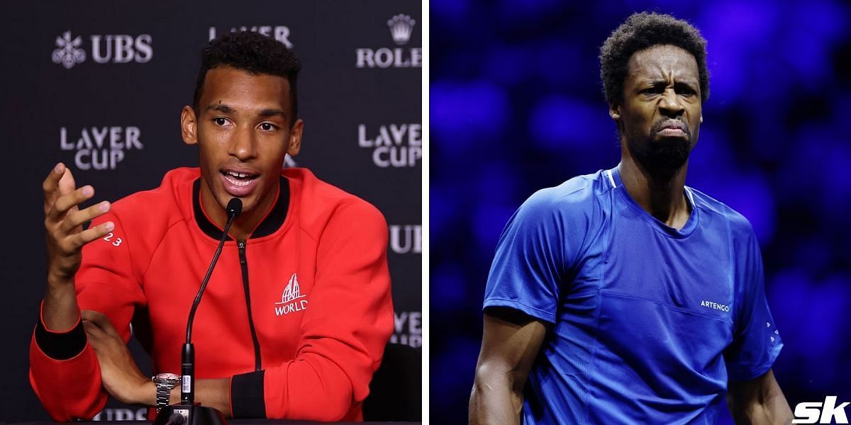 Felix Auger-Aliassime (L) and Gael Monfils (R)