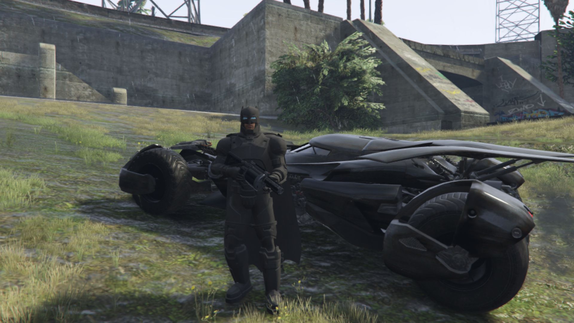 The Armored Batman suit in the GTA 5 mod (Image via Meth0d)