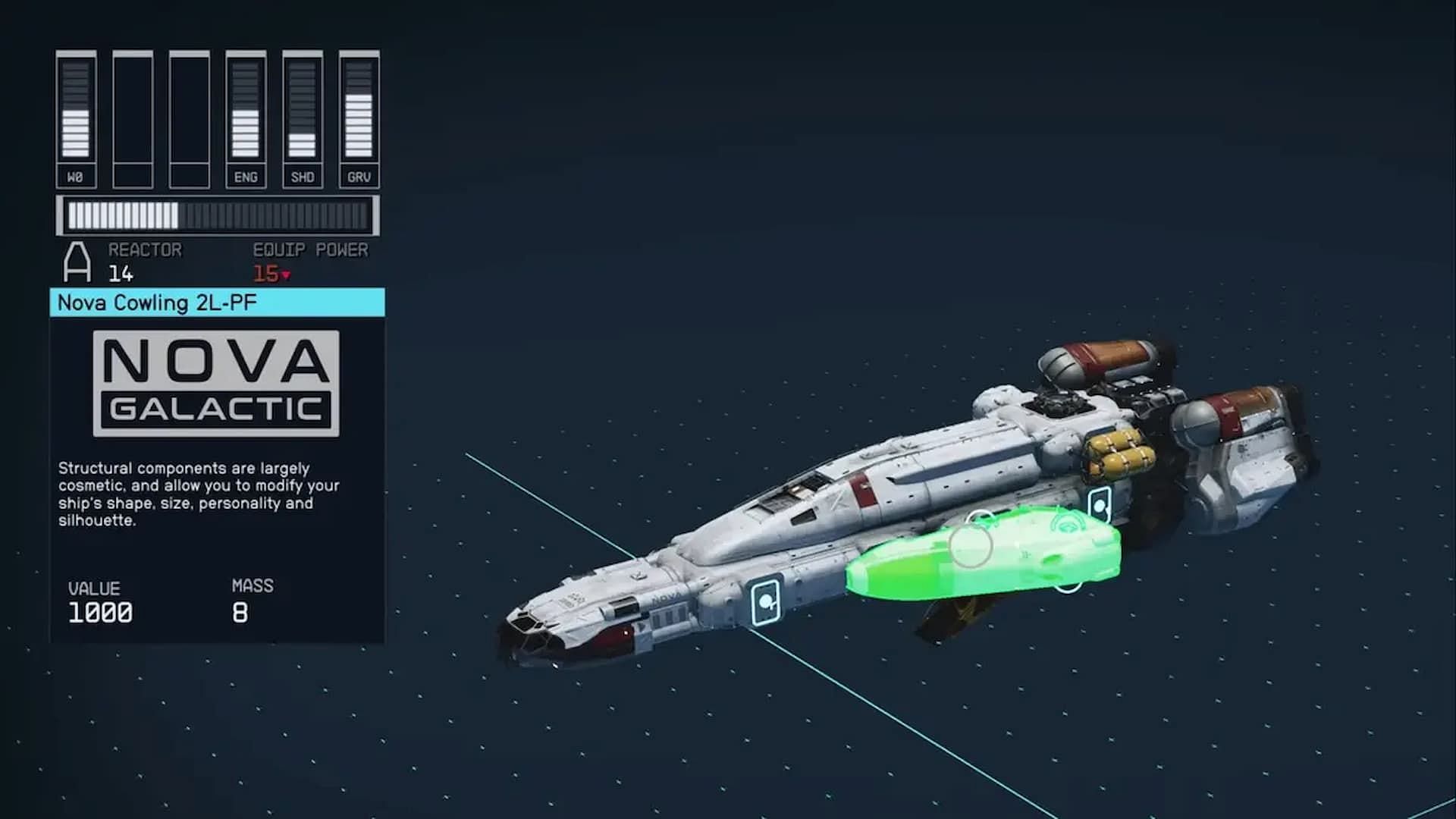 Cowlings allow you to customize your ship&#039;s design in Starfield (Image via Bethesda)