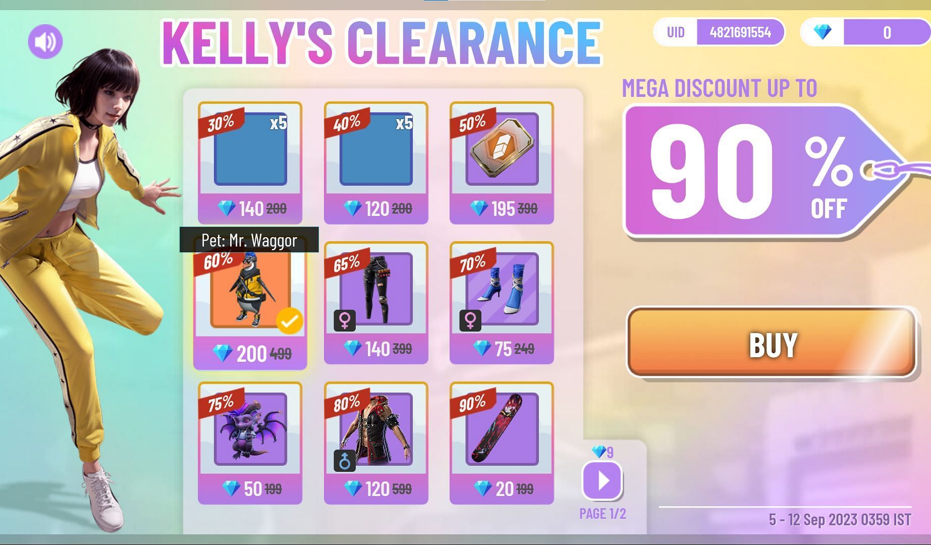 Kelly&#039;s Clearance इवेंट (Image via Garena)