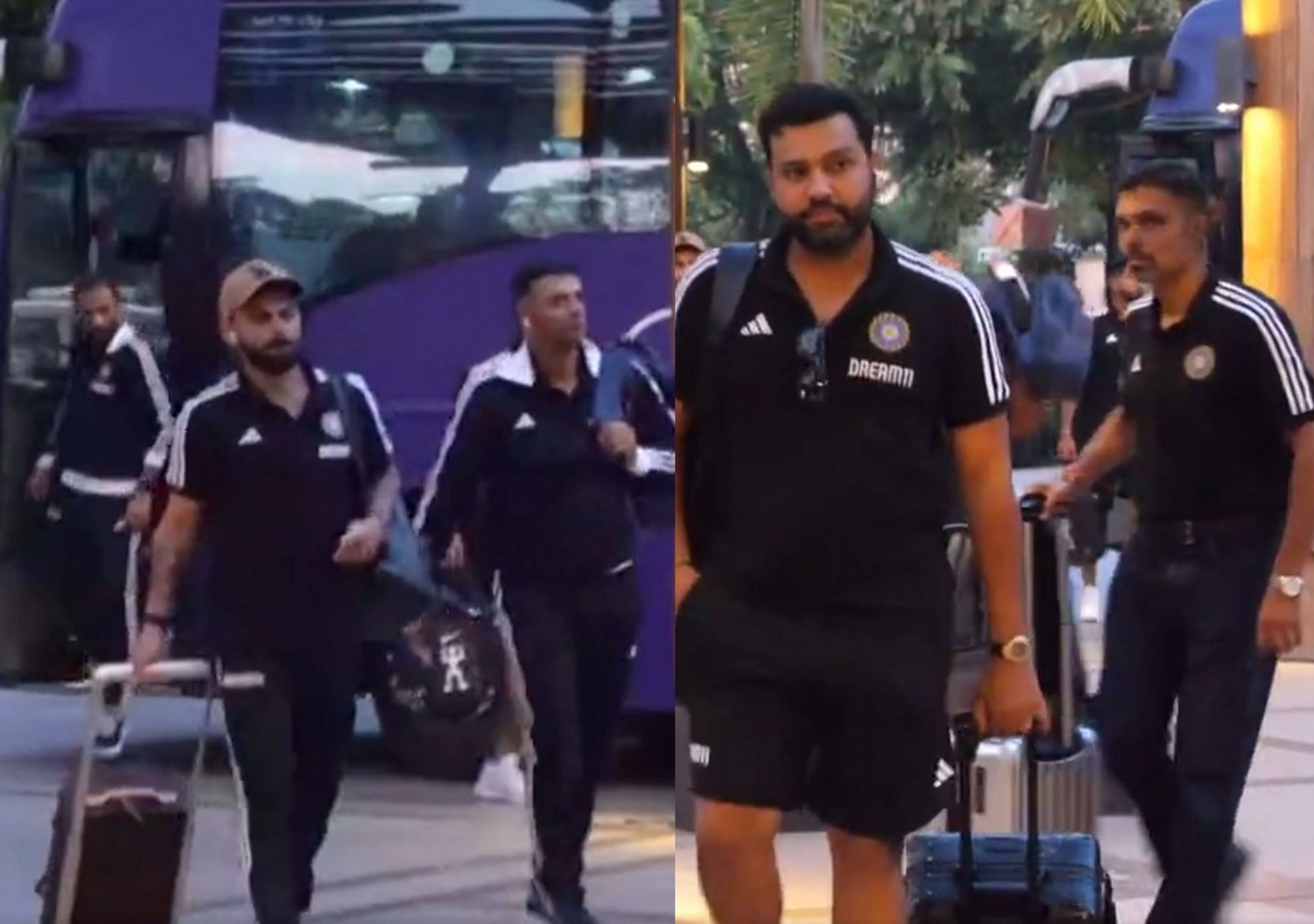 Virat Kohli, Rahul Dravid and Rohit Sharma checking into the hotel in Guwahati. 