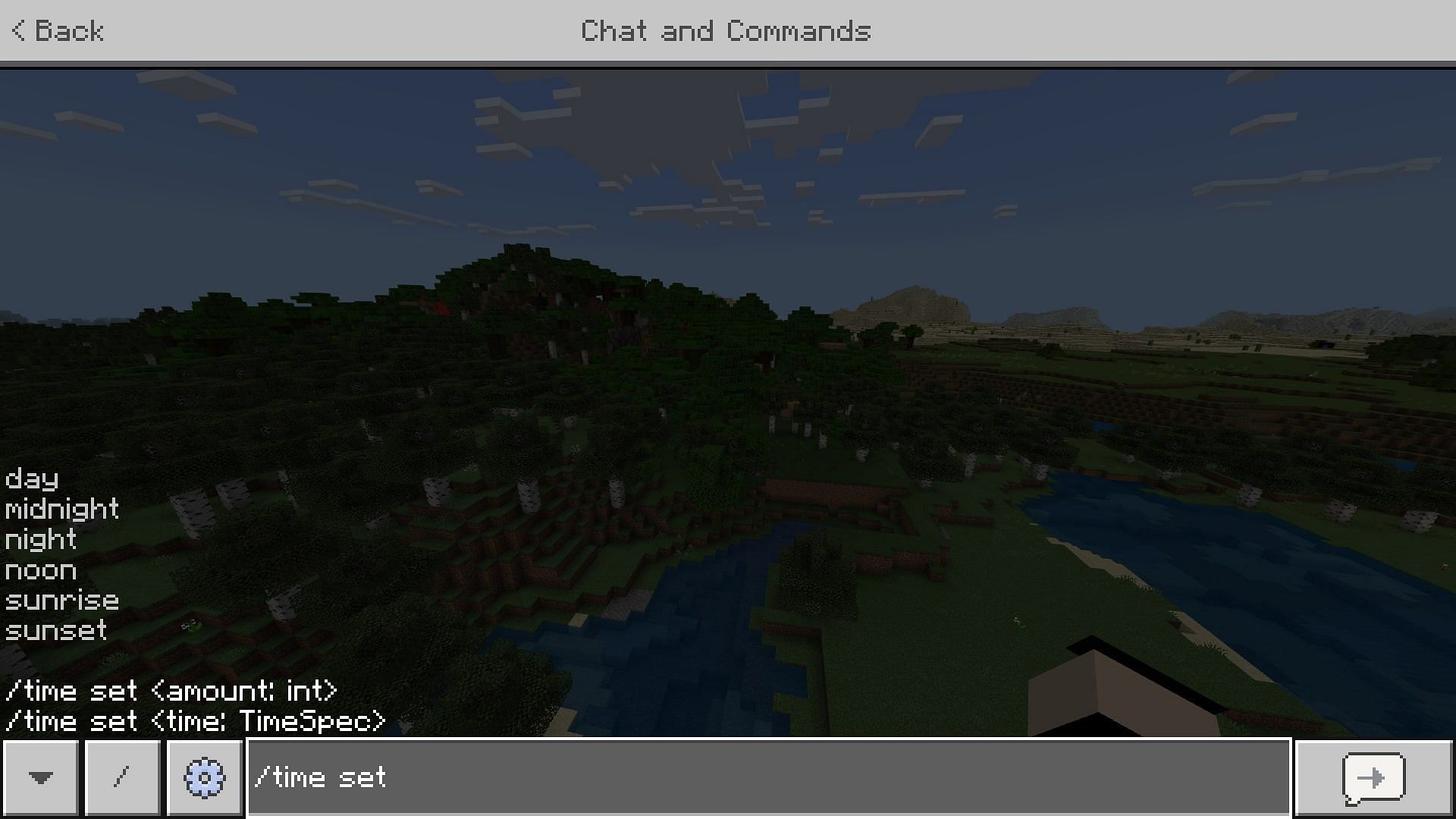 Time command provides you with six options to choose from (Image via Mojang)