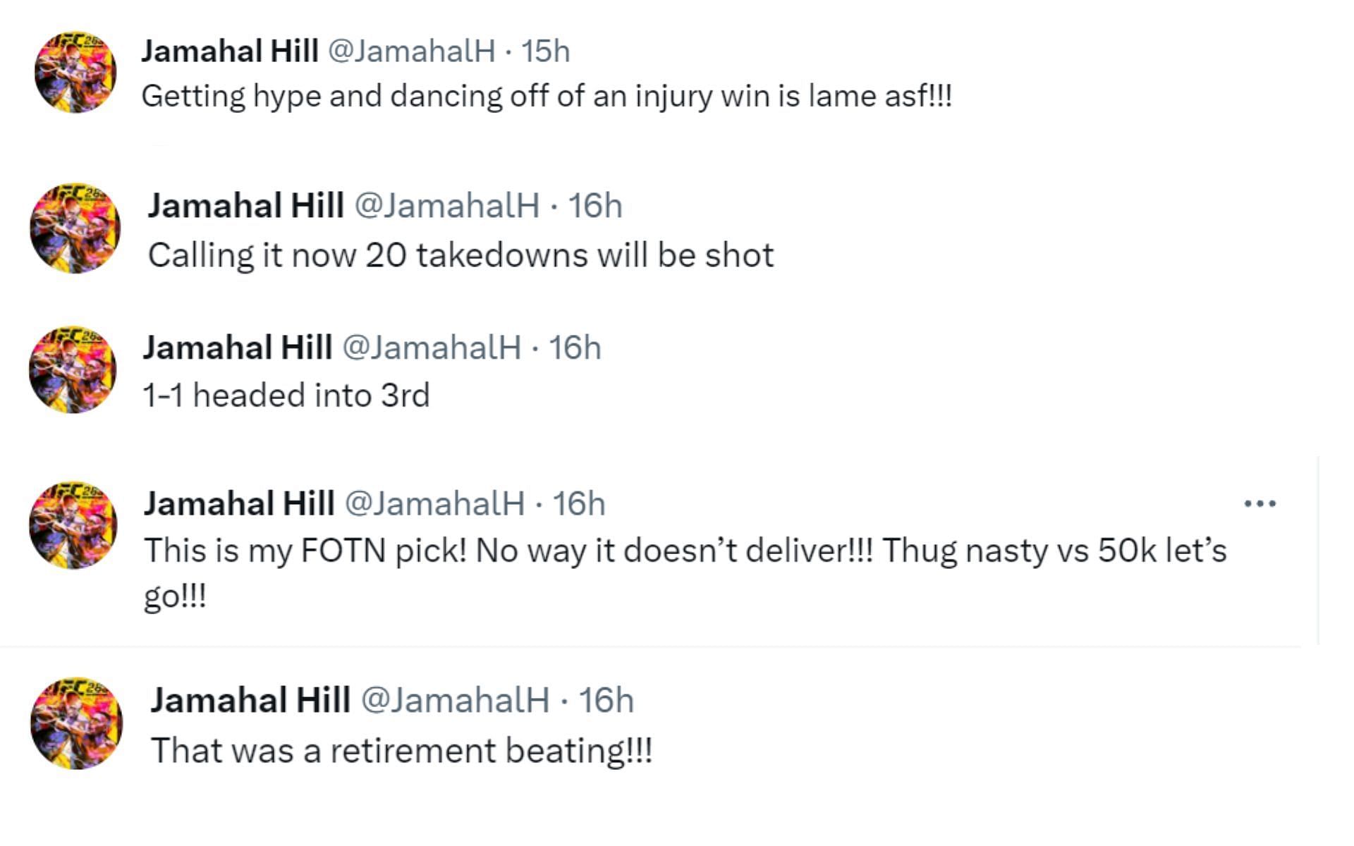 Jamahal Hill&#039;s tweets