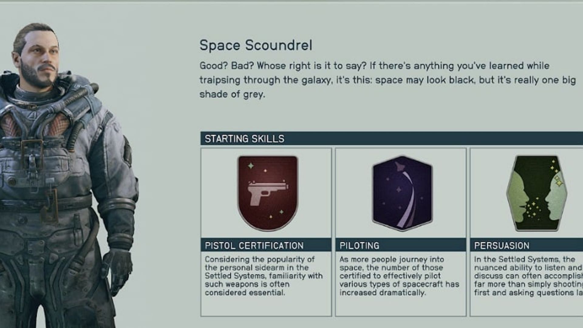 Space Scoundrel background in Starfield (Image via Bethesda Game Studios)