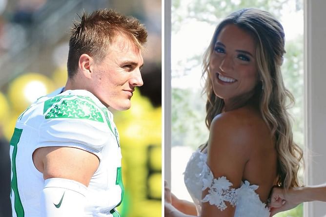 "Love the outfit" - CFB fans react to Oregon QB Bo Nix’s wife’s all-green gameday attire for Week 3