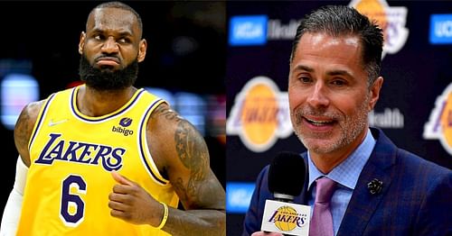 LA Lakers superstar forward LeBron James and LA Lakers GM Rob Pelinka