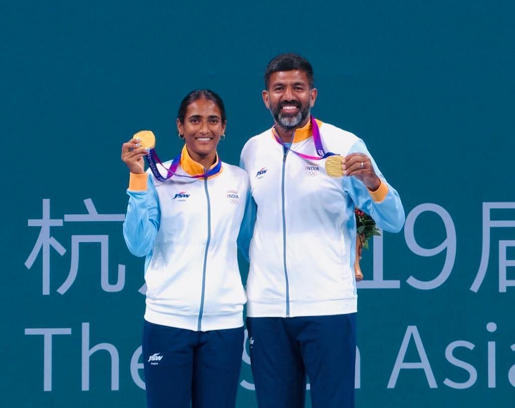 Rutuja Bhosale and Rohan Bopanna win gold in the tennis mixed doubles event at the Asian Games 