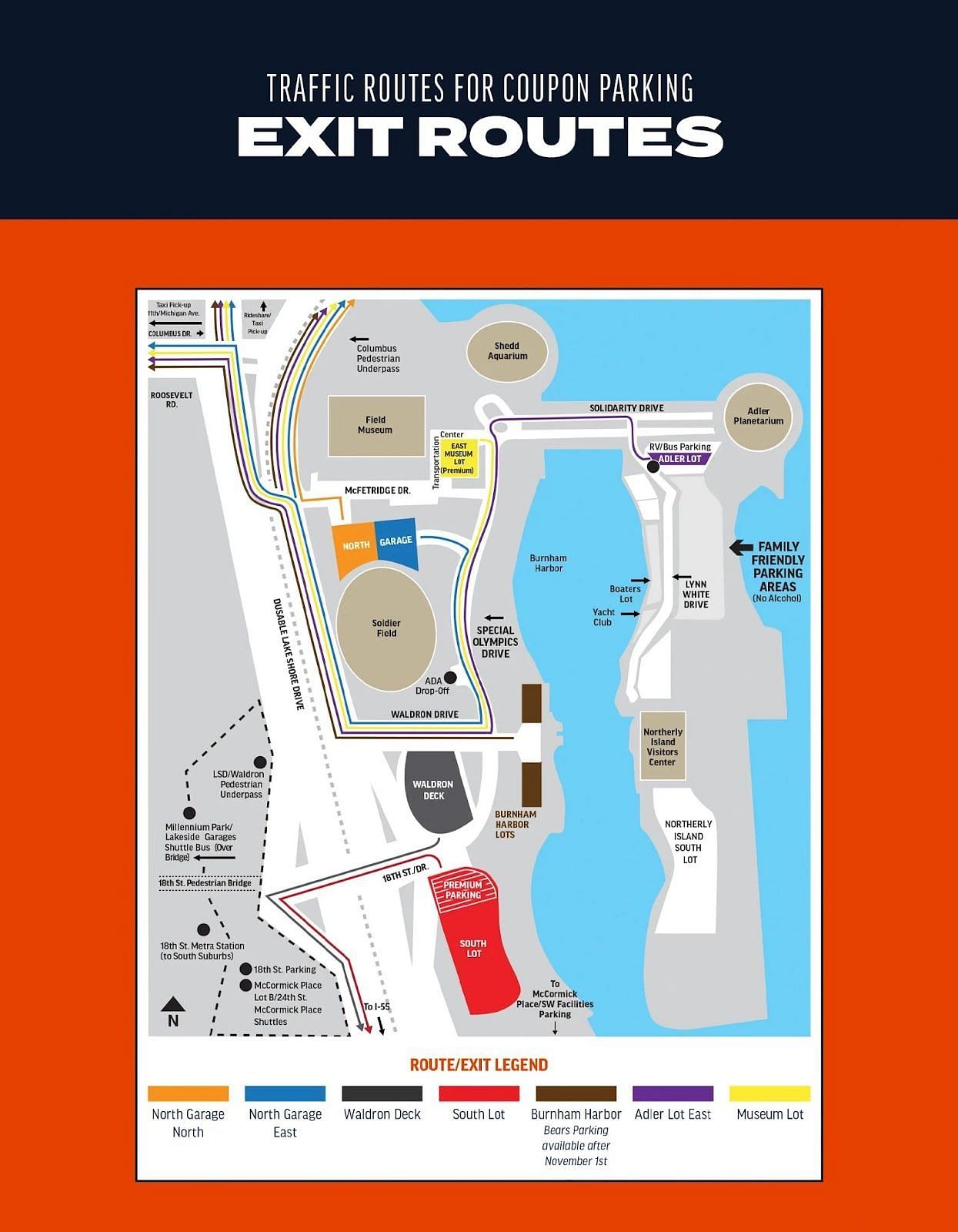 Soldier Field Stadium Exit Routes