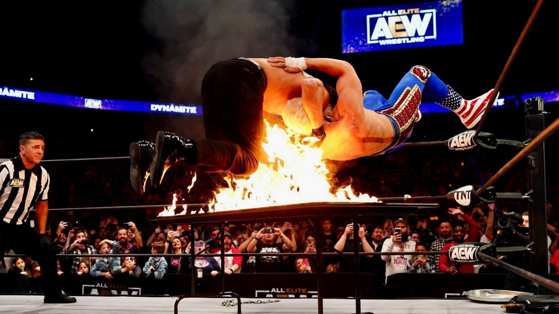 Andrade El Idolo has opened up about THAT flaming table spot