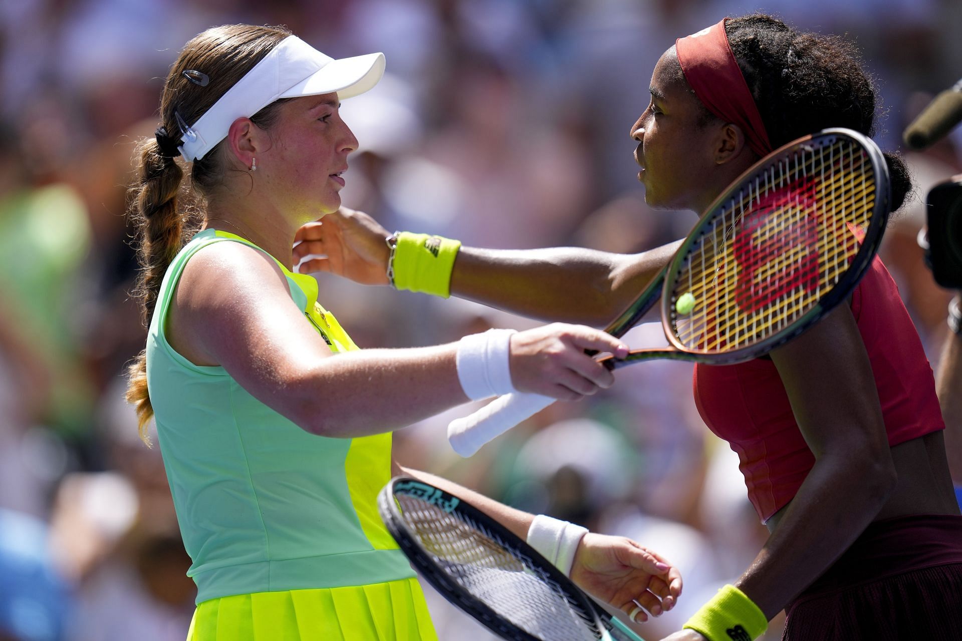 Jelena Ostapenko and Coco Gauff at the 2023 US Open