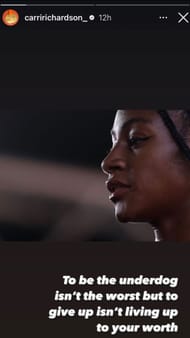 Sha'Carri Richardson's Instagram story (Image via Instagram)