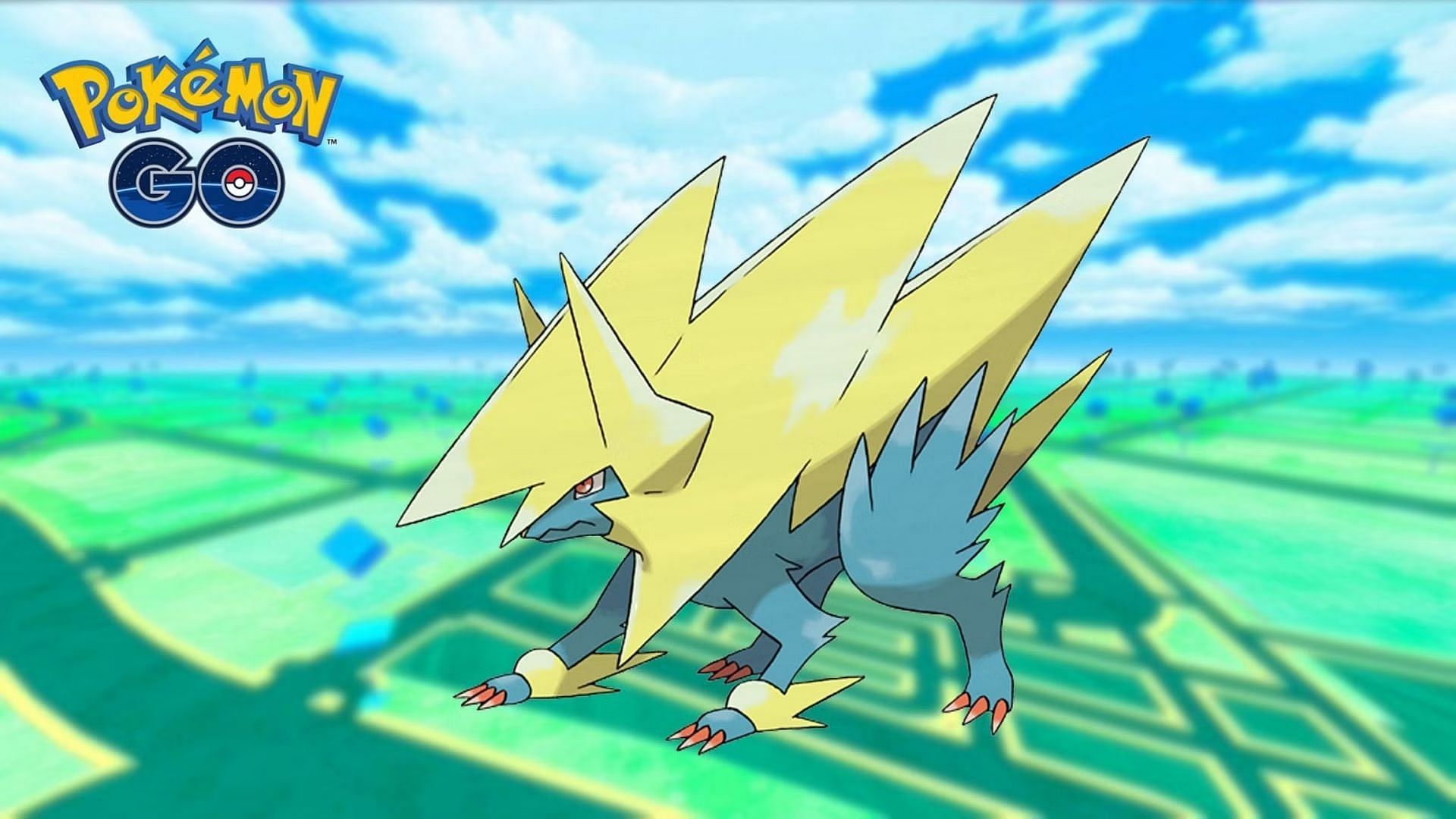 Mega manectric posing to attack