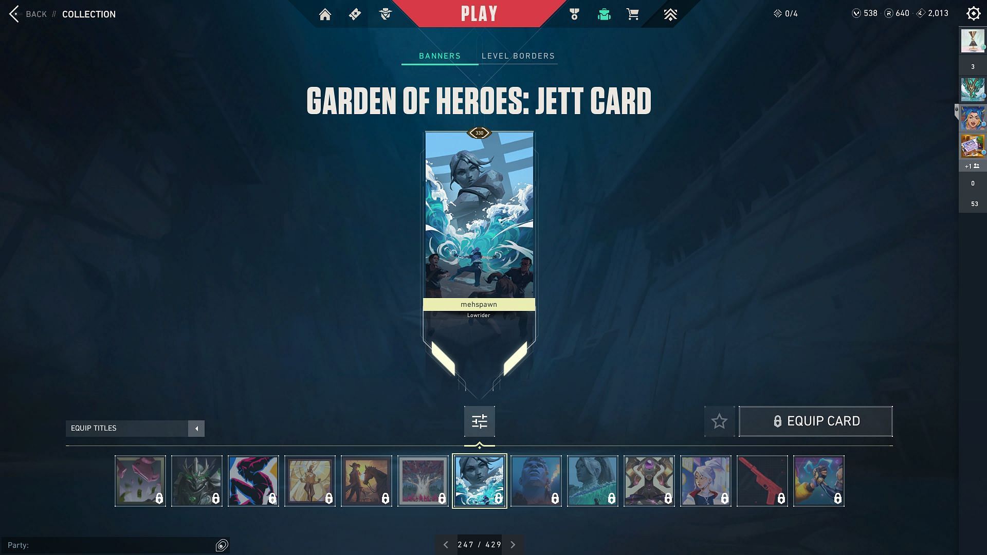 The Garden of Heroes: Jett Player Card (Image via Riot Games)