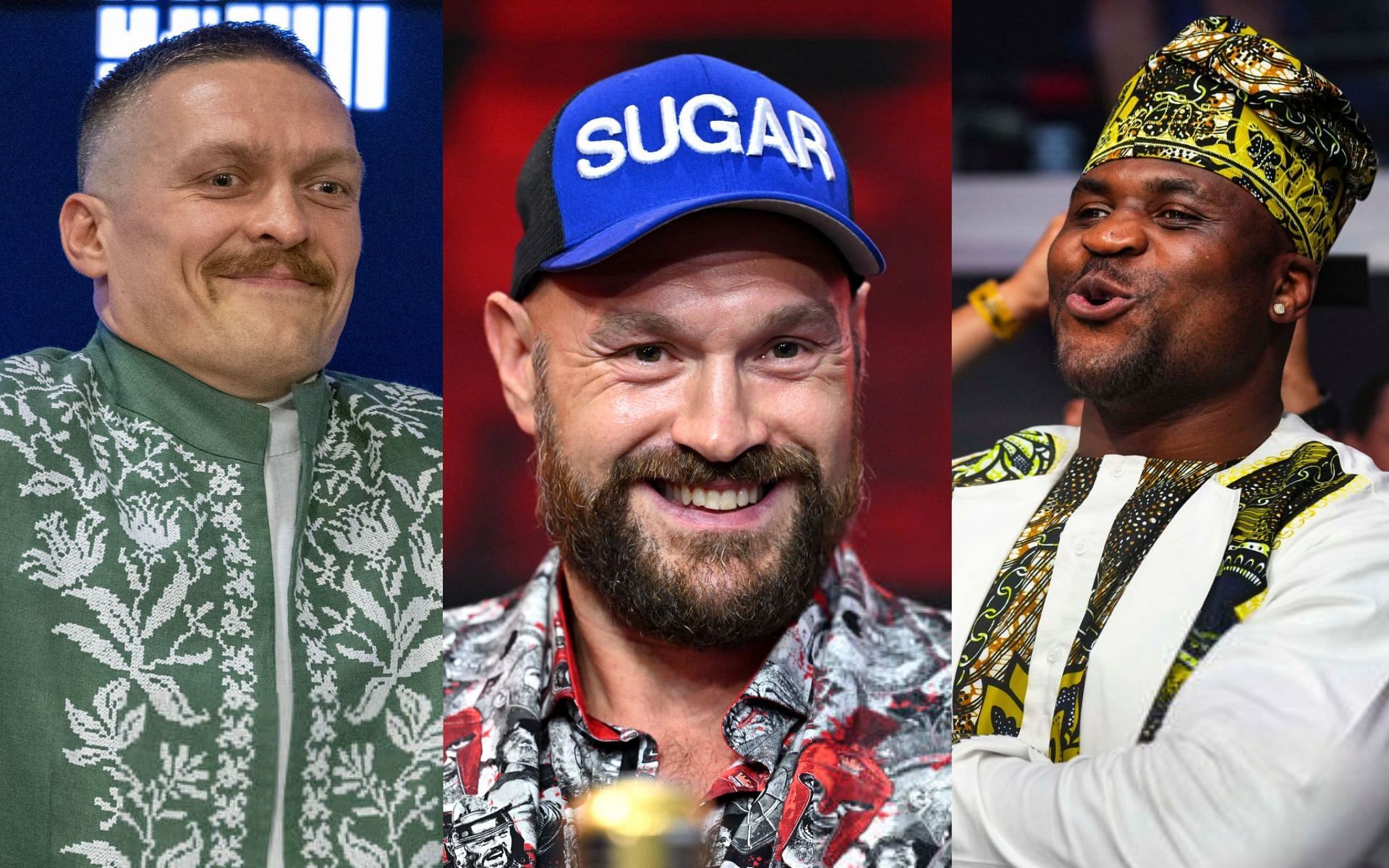 Oleksandr Usyk (left), Tyson Fury (middle) and Francis Ngannou (right) [Images Courtesy: @GettyImages]