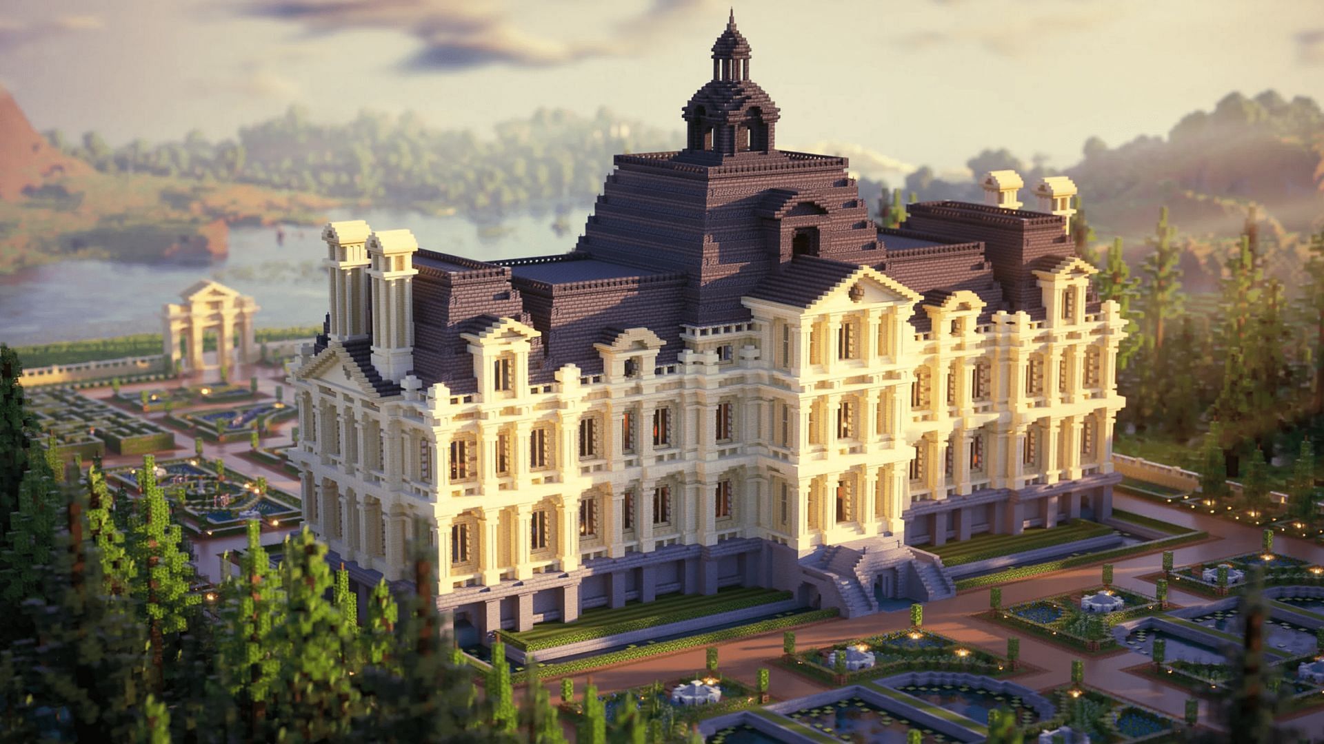 Few Minecraft mansions can match the splendor of this magnificent chateau (Image via Kaizens87/Reddit)