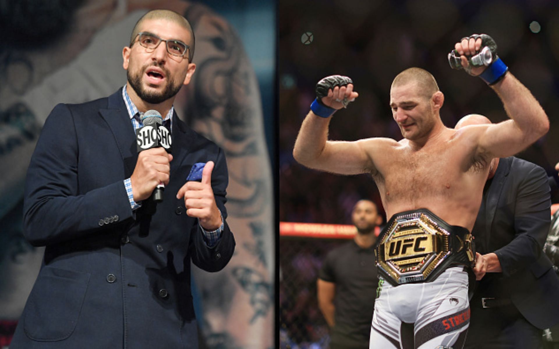 Ariel Helwani (left); Sean Strickland (right) [images courtesy of Getty Images]